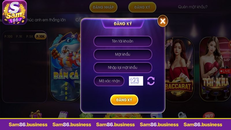 Đăng ký đăng nhập Sam86 với bước tạo account dễ dàng